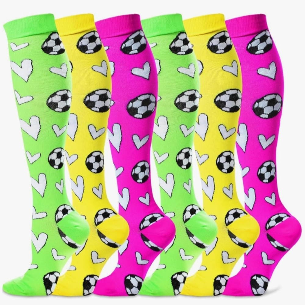 (6) Pair Knee High Soccer Socks Size L/XL